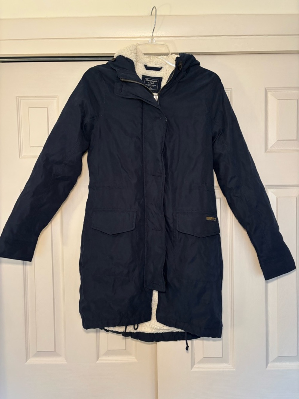 Abercrombie & Fitch Navy Hooded Trench Coat